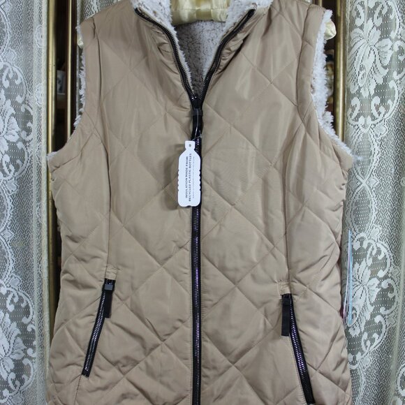Free Country Reversible Zippered Quilted Fleece Puffer Vest NWT Size Small-DS1 - Picture 4 of 7